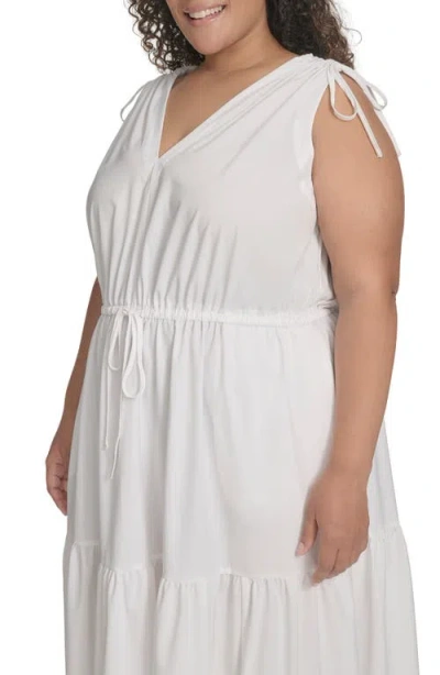 Calvin Klein Commuter Sleeveless Tiered Midi Dress In Cream