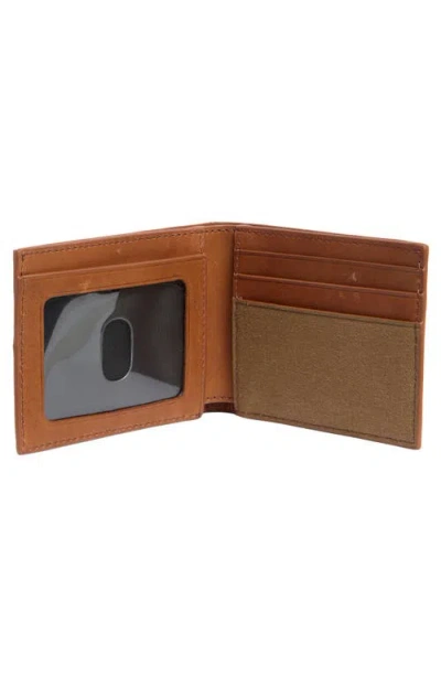 Johnston & Murphy Antique Canvas & Leather Bifold Wallet In Camel