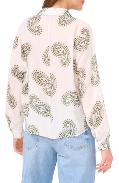 Halogen ® Long Sleeve Tie Hem Button-up Shirt In Clover Print