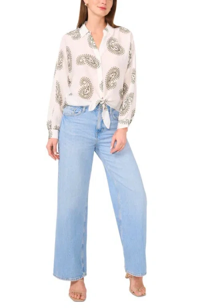 Halogen ® Long Sleeve Tie Hem Button-up Shirt In Clover Print