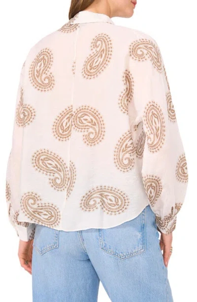 Halogen ® Long Sleeve Tie Hem Button-up Shirt In Cuban Sand Print