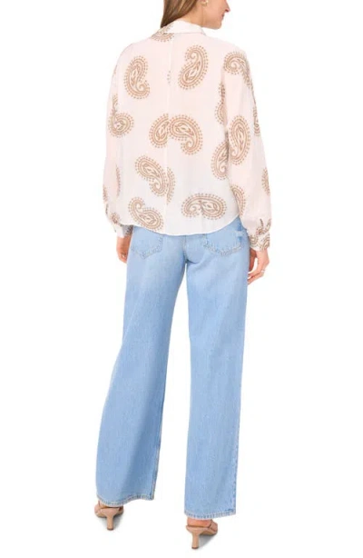 Halogen ® Long Sleeve Tie Hem Button-up Shirt In Cuban Sand Print