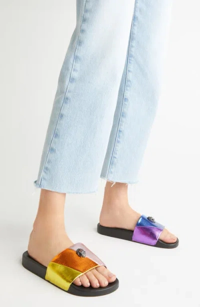 Kurt Geiger Meena Eagle Slides In Gold Multi