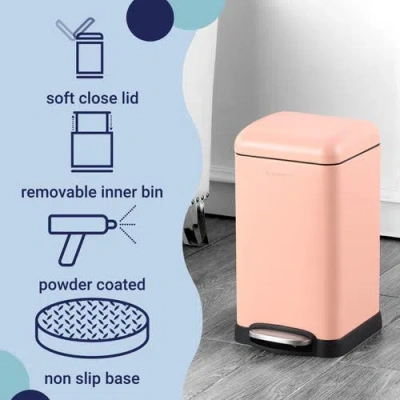 Happimess Betty Retro Mini 3.2-gallon Step-open Trash Can In Flamingo Pink