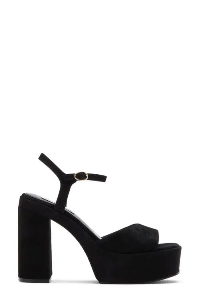 Steve Madden Odina Ankle Strap Platform Sandal In Black Suede