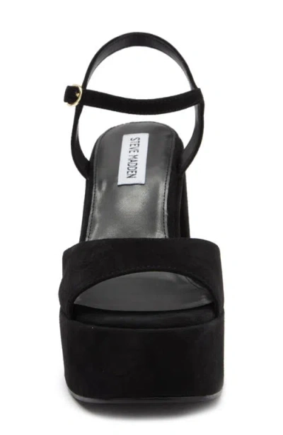 Steve Madden Odina Ankle Strap Platform Sandal In Black Suede