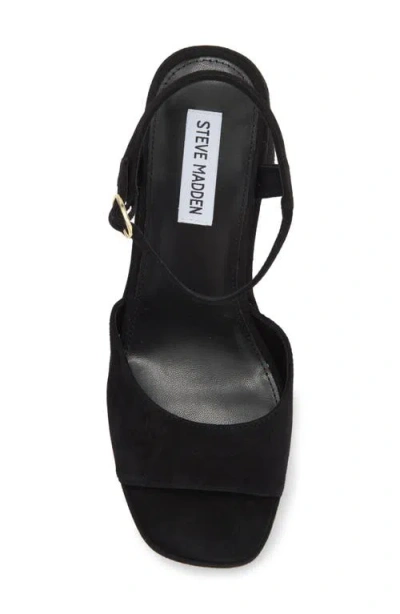 Steve Madden Odina Ankle Strap Platform Sandal In Black Suede
