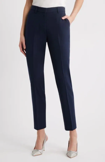 Tahari Asl Shannon Suit Straight-leg Pants In Blue