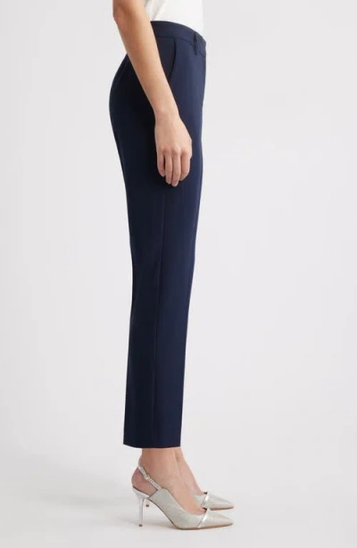 Tahari Asl Shannon Suit Straight-leg Pants In Blue