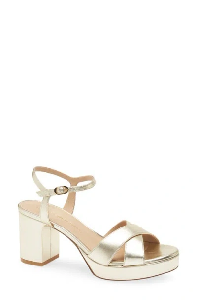 Stuart Weitzman Dayna Ankle Strap Platform Sandal In Light Gold
