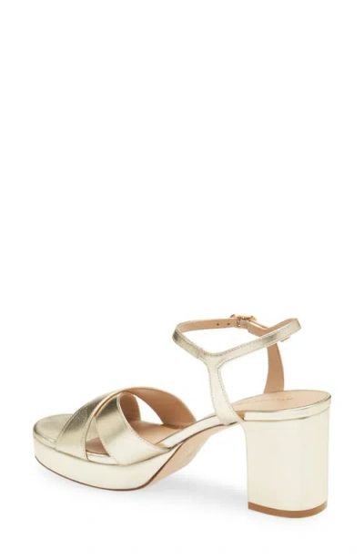 Stuart Weitzman Dayna Ankle Strap Platform Sandal In Light Gold