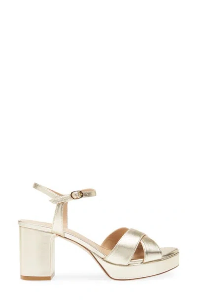 Stuart Weitzman Dayna Ankle Strap Platform Sandal In Light Gold