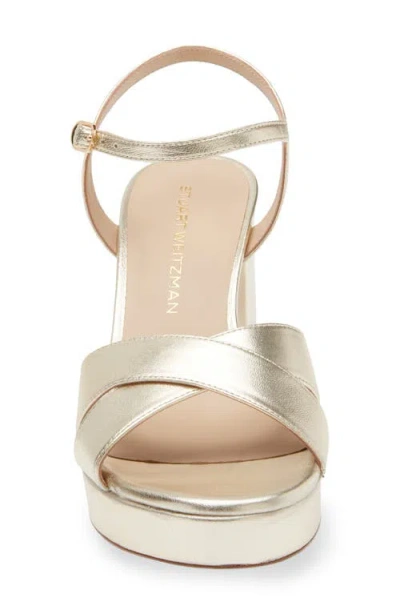 Stuart Weitzman Dayna Ankle Strap Platform Sandal In Light Gold