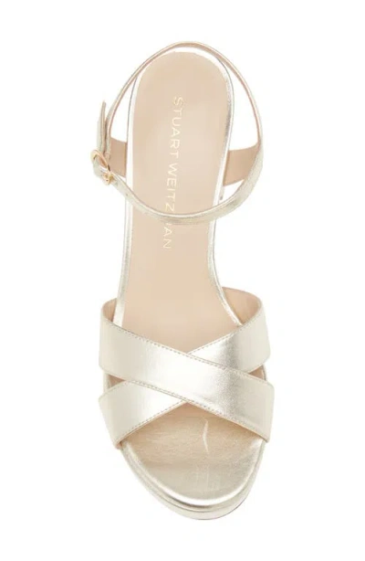 Stuart Weitzman Dayna Ankle Strap Platform Sandal In Light Gold