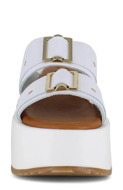 Zigi Fanela Platform Slide Sandal In White Leather