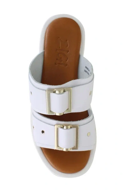 Zigi Fanela Platform Slide Sandal In White Leather