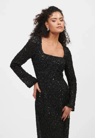 Beauut Embellished Sequin Beaded Maxi Gown In Black