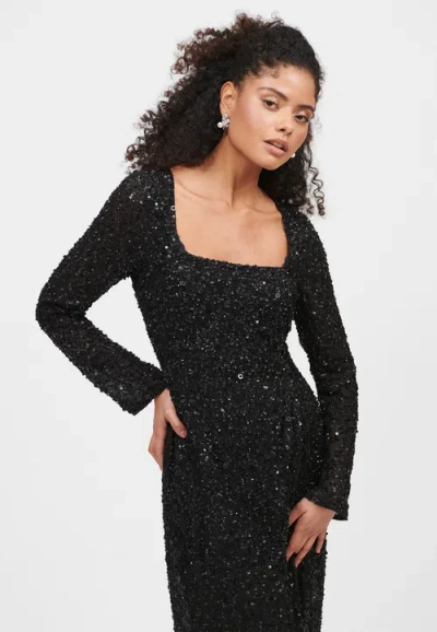 Beauut Embellished Sequin Beaded Maxi Gown In Black