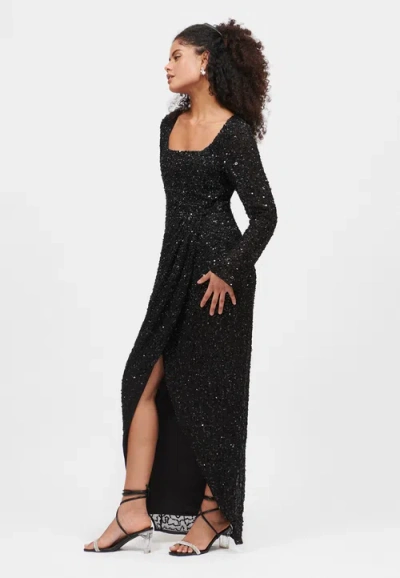 Beauut Embellished Sequin Beaded Maxi Gown In Black