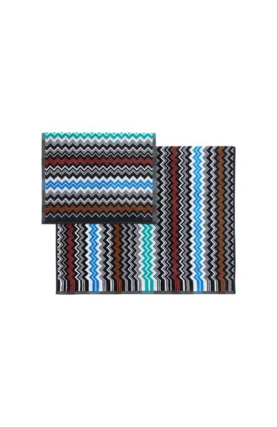 Missoni Home Neoclassic 2-piece Bath Towel Set In Cotton Terry With Zigzag Pattern In Black
