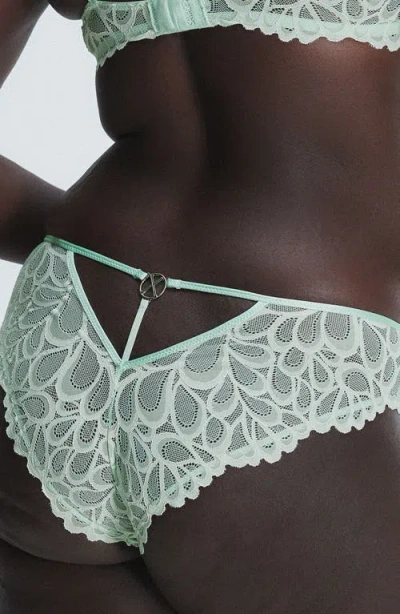 Savage X Fenty Savage Not Sorry Unlined Lace Balconette Bra In Mojito Green/still Grey