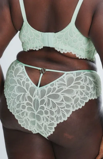 Savage X Fenty Savage Not Sorry Unlined Lace Balconette Bra In Mojito Green/still Grey