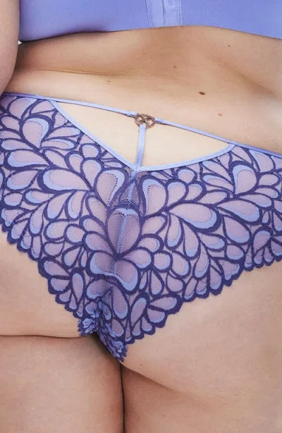 Savage X Fenty Womens  Savage Not Sorry Unlined Balconette Lace Bra In Purple Prism/dark Stormy Blue