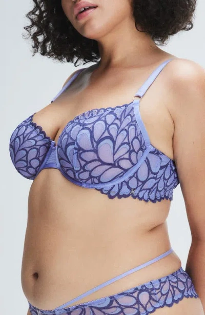 Savage X Fenty Womens  Savage Not Sorry Unlined Balconette Lace Bra In Purple Prism/dark Stormy Blue