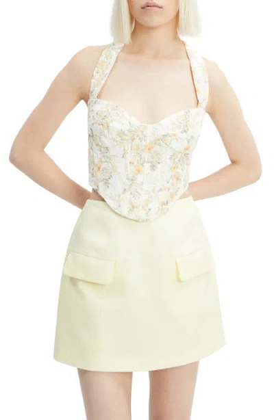 Bardot Delphi Linen Miniskirt In Canary Yellow