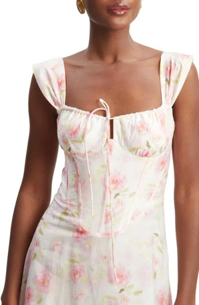 Bardot Esra Watercolour Flowers Bustier Dress In Pink