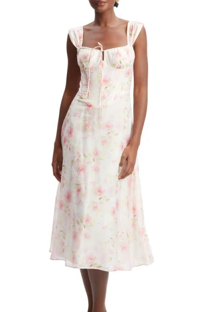 Bardot Esra Watercolour Flowers Bustier Dress In Pink