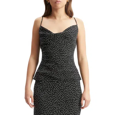 Bardot Monroe Polka Dot Cowl Neck Camisole In Black Spot