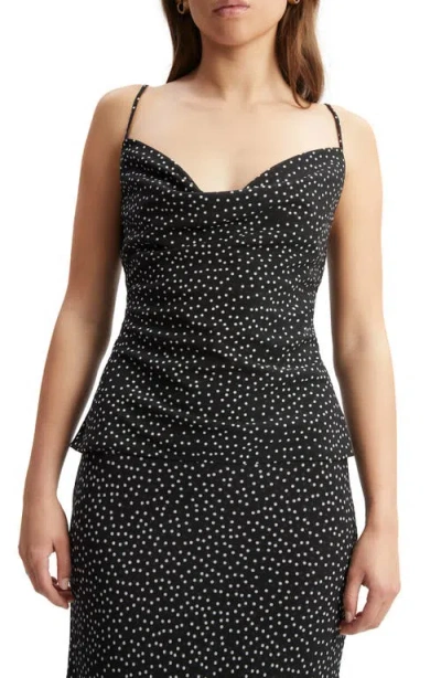 Bardot Monroe Polka Dot Cowl Neck Camisole In Black Spot