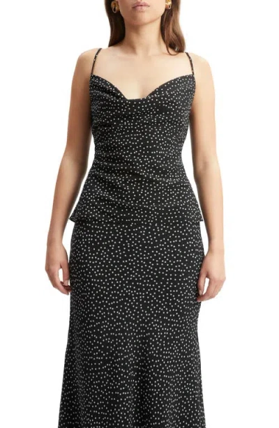 Bardot Monroe Polka Dot Cowl Neck Camisole In Black Spot