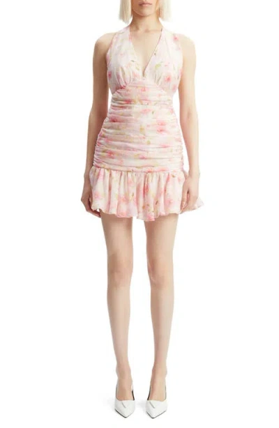 Bardot Mave Floral Halter Minidress In Pink Flora