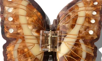 Solar Eclipse Morpho Butterfly Claw Clip In Brown