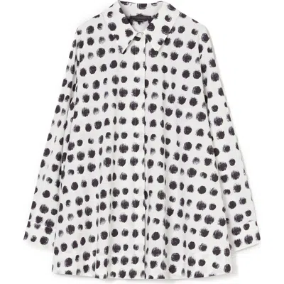 Marina Rinaldi Nilo Print Poplin Tunic Shirt In Optical White