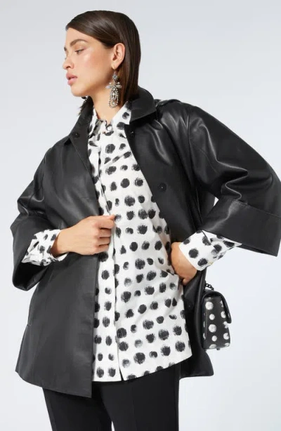 Marina Rinaldi Nilo Print Poplin Tunic Shirt In Optical White