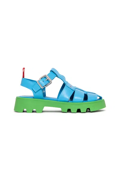 Marni Leather Fisherman Sandals In Blue