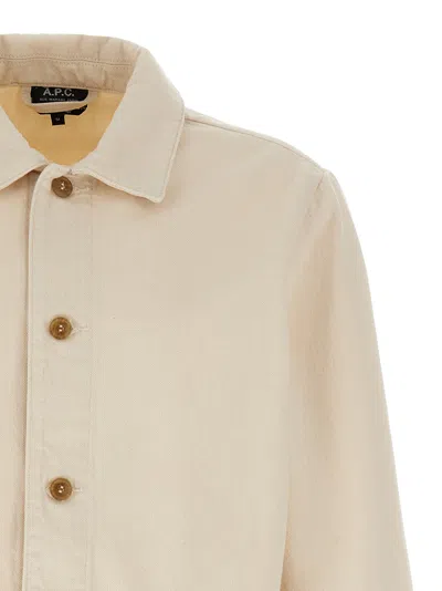Apc Kerlouan Beige Jacket With Classic Collar And Front Button Closure In Cotton Man