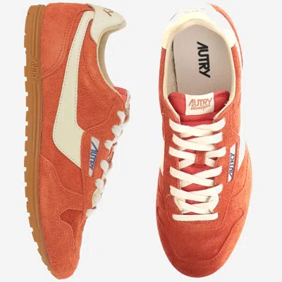 Autry Windspin Low Red Sneaker With Logo On The Side And On The Heel In Suede Man