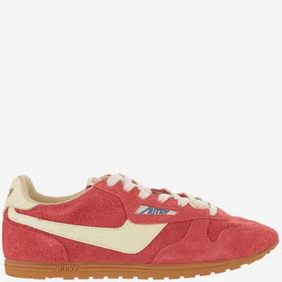 Autry Windspin Sneakers In Suede And Parrot Leather And Rutabaga