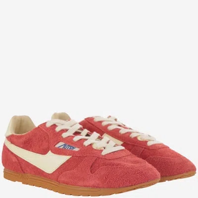 Autry Windspin Sneakers In Suede And Parrot Leather And Rutabaga