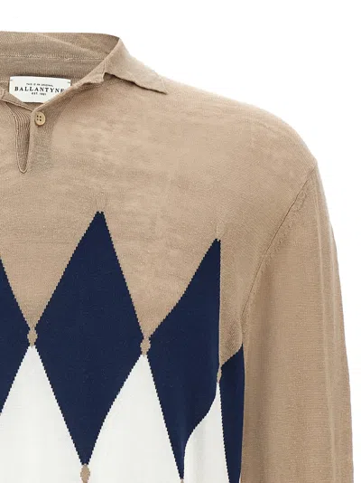 Ballantyne Beige Argyle Polo