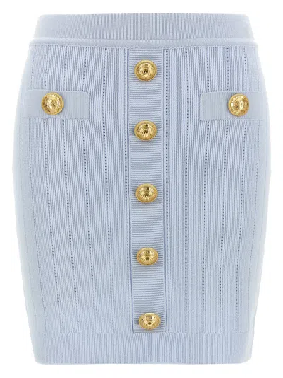 Balmain 2-pockets Button-front Rib Mini Skirt