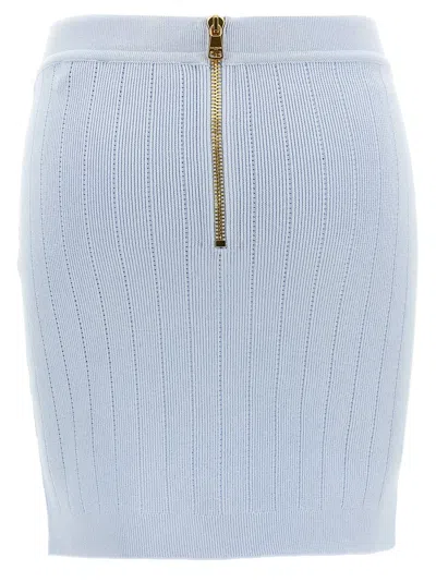 Balmain 2-pockets Button-front Rib Mini Skirt