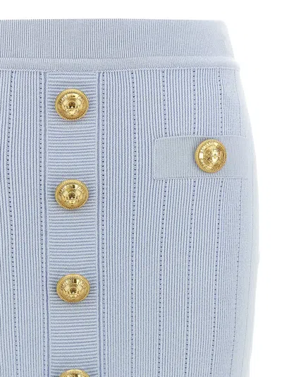 Balmain 2-pockets Button-front Rib Mini Skirt