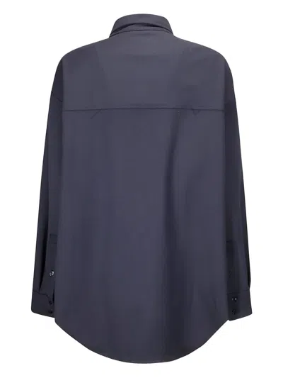The Latest Oversized Button-front Shirt Jacket With Welt Pockets In Blue