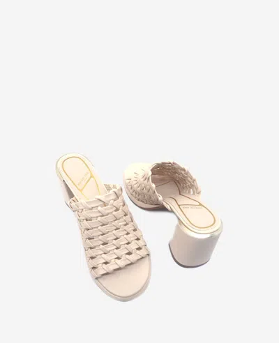 Kenneth Cole Solara Leather Woven Heel Sandal In Cream Leather