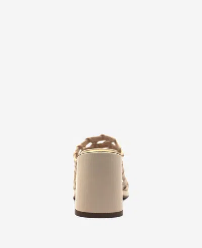 Kenneth Cole Solara Leather Woven Heel Sandal In Cream Leather